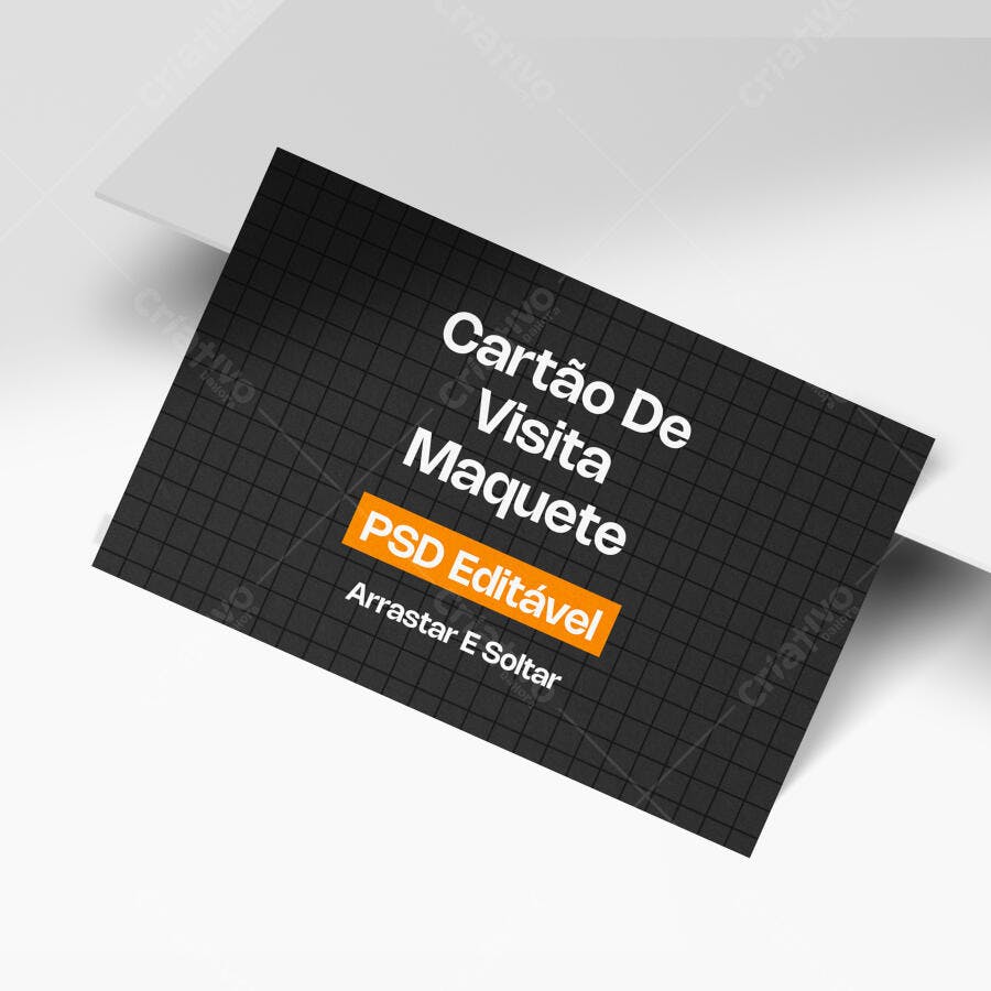 Mockup Cartão de Visita Papel Angulado Fundo Branco Editável