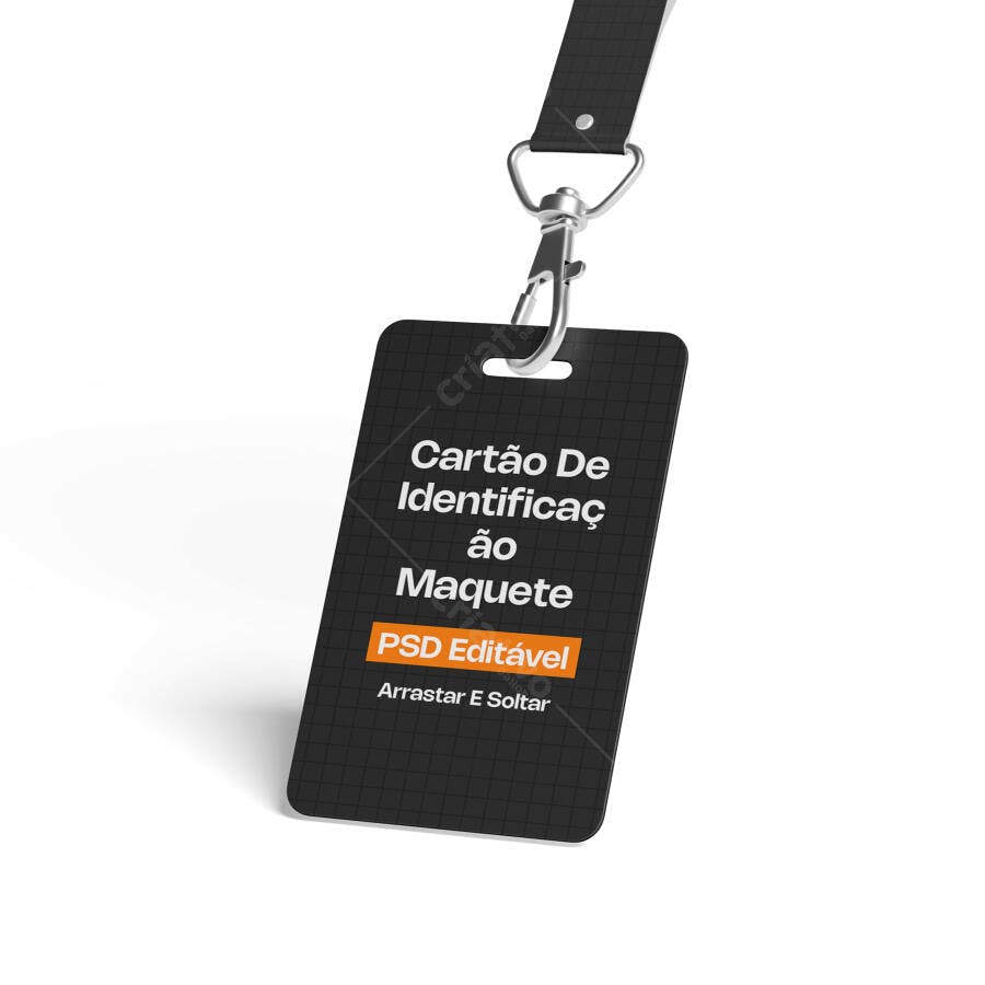 Mockup Cartão Identificação Crachá Fundo Branco Editável