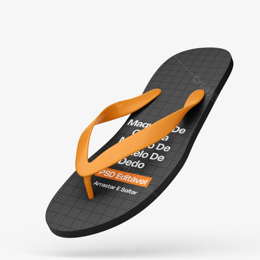 Mockup Chinelo Flutuante Borracha Fundo Branco Editável