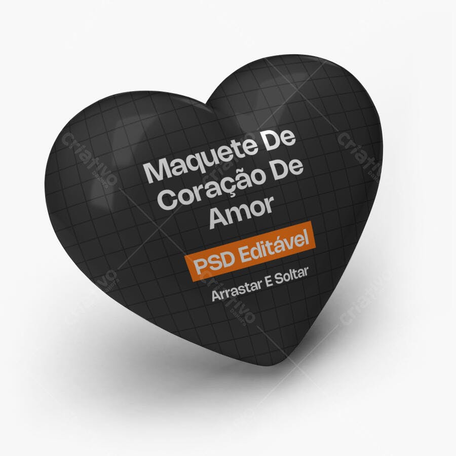 Mockup Coração Amor 3D Fundo Branco Editável