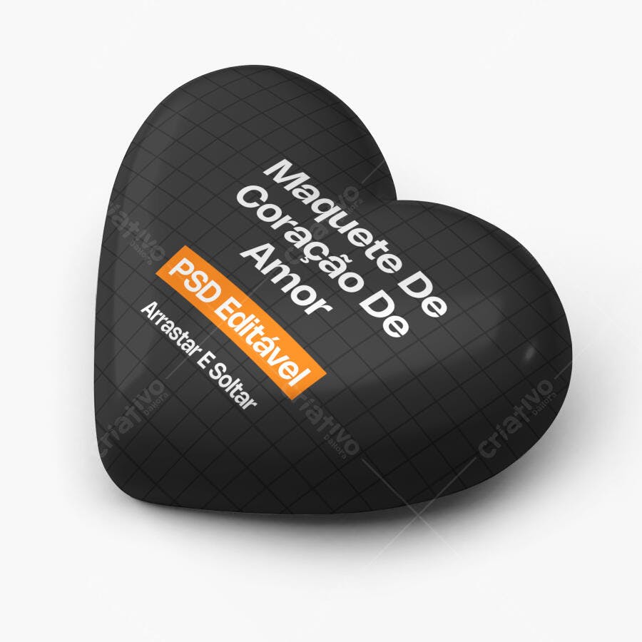 Mockup Coração Amor 3D Fundo Branco Editável