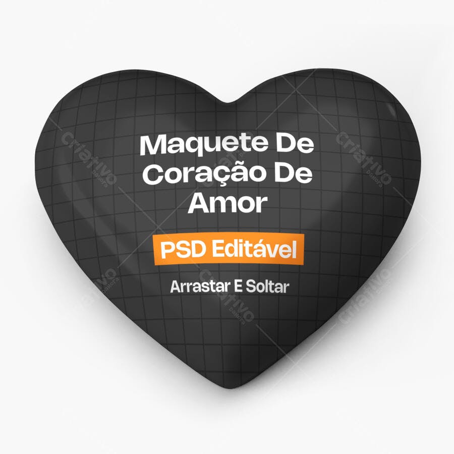 Mockup Coração Amor Frontal Fundo Branco Editável