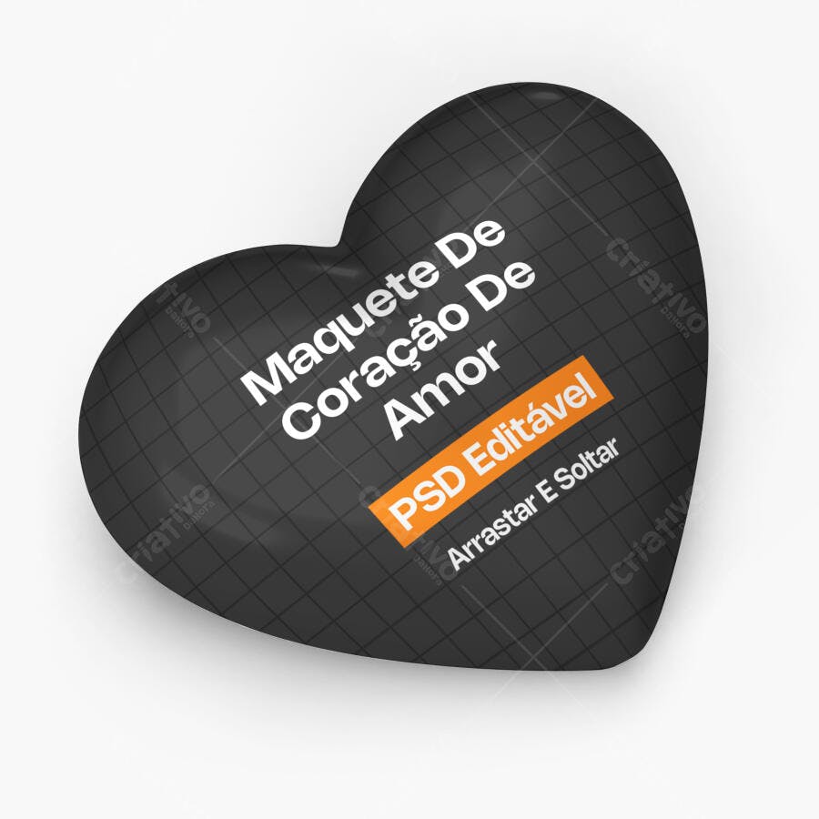 Mockup Coração Amor Fundo Branco PSD Editável