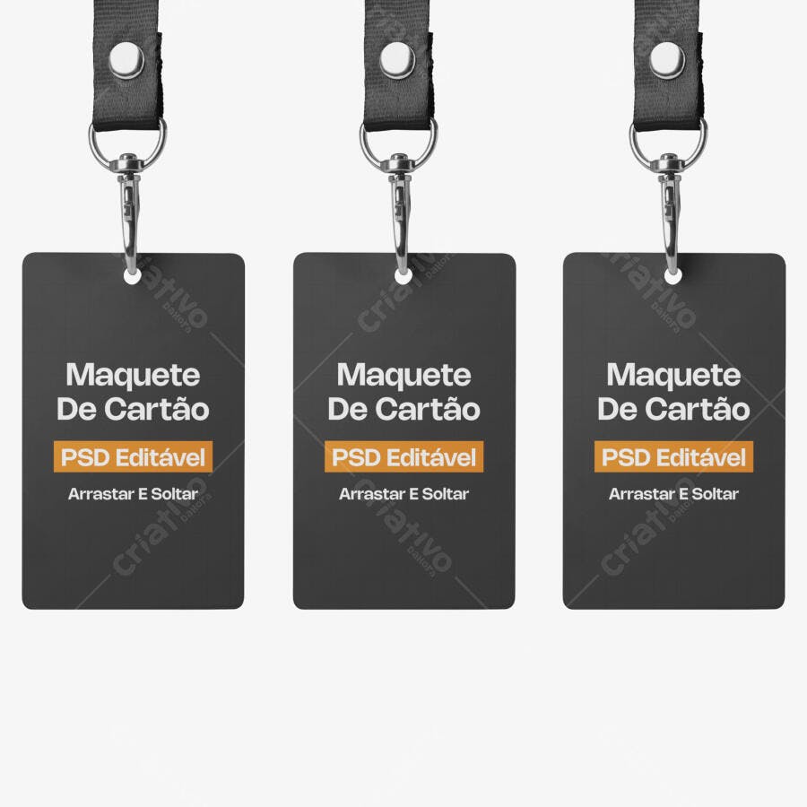 Mockup Crachá Cartão PVC Fundo Branco Editável