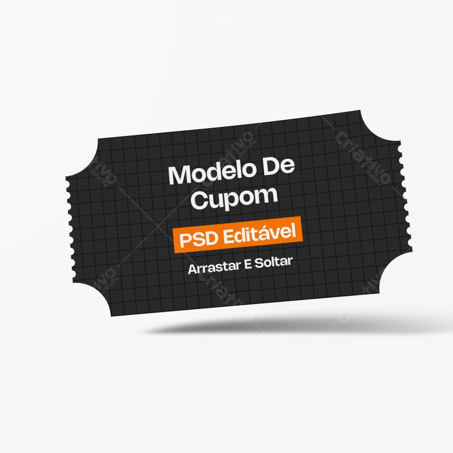 Mockup Cupom Ticket Fundo Branco Minimalista Editável