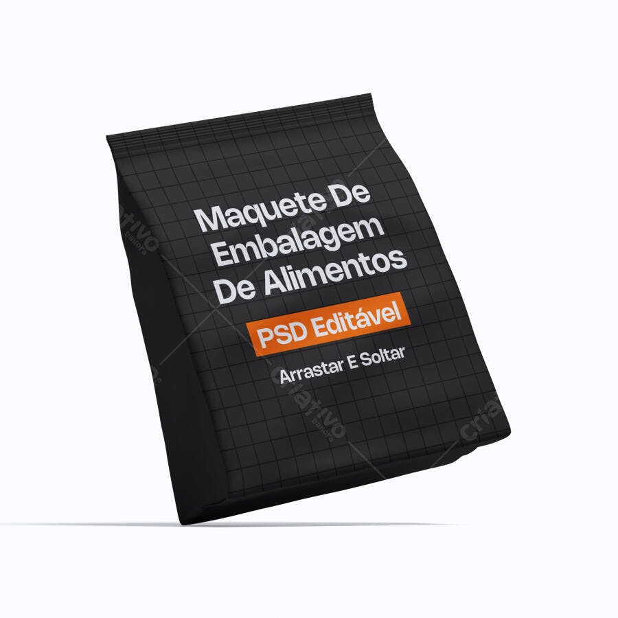 Mockup Embalagem de Alimentos Fundo Branco Editável