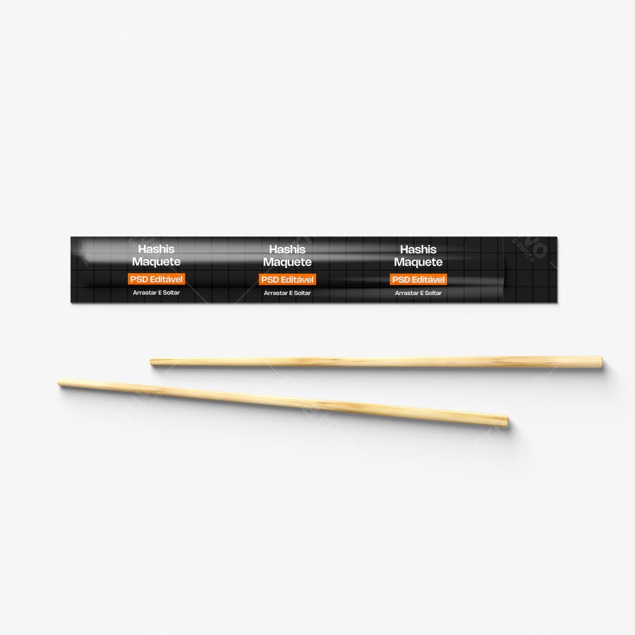 Mockup Embalagem Hashi Palitos Japoneses Fundo Branco Editável