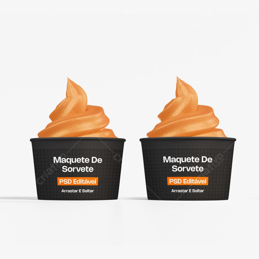 Mockup Embalagem Sorvete Copo Papel Frontal Editável