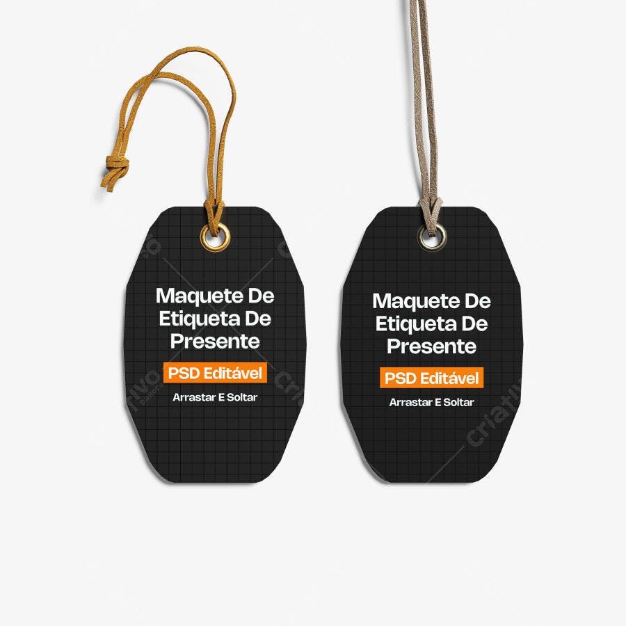 Mockup Etiqueta de Presente Dupla Fundo Branco Editável