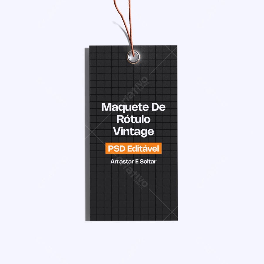 Mockup Etiqueta Rótulo Vintage Fundo Branco Editável
