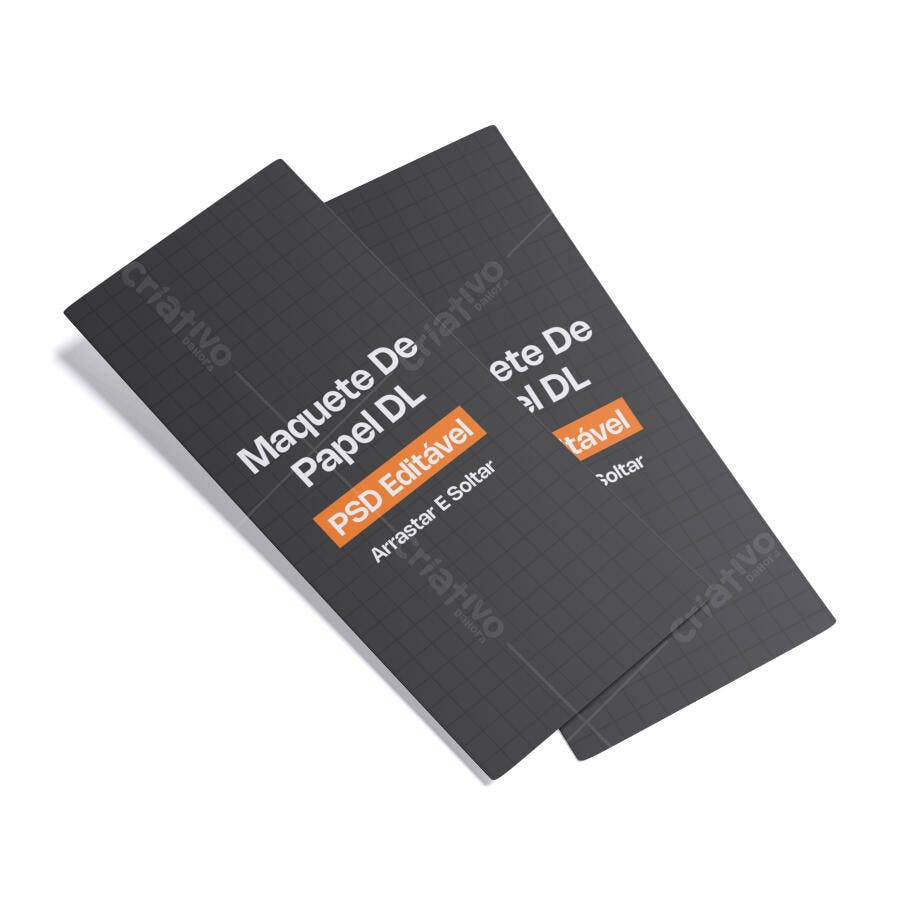 Mockup Folder Papel DL Fundo Branco Perspectiva Editável