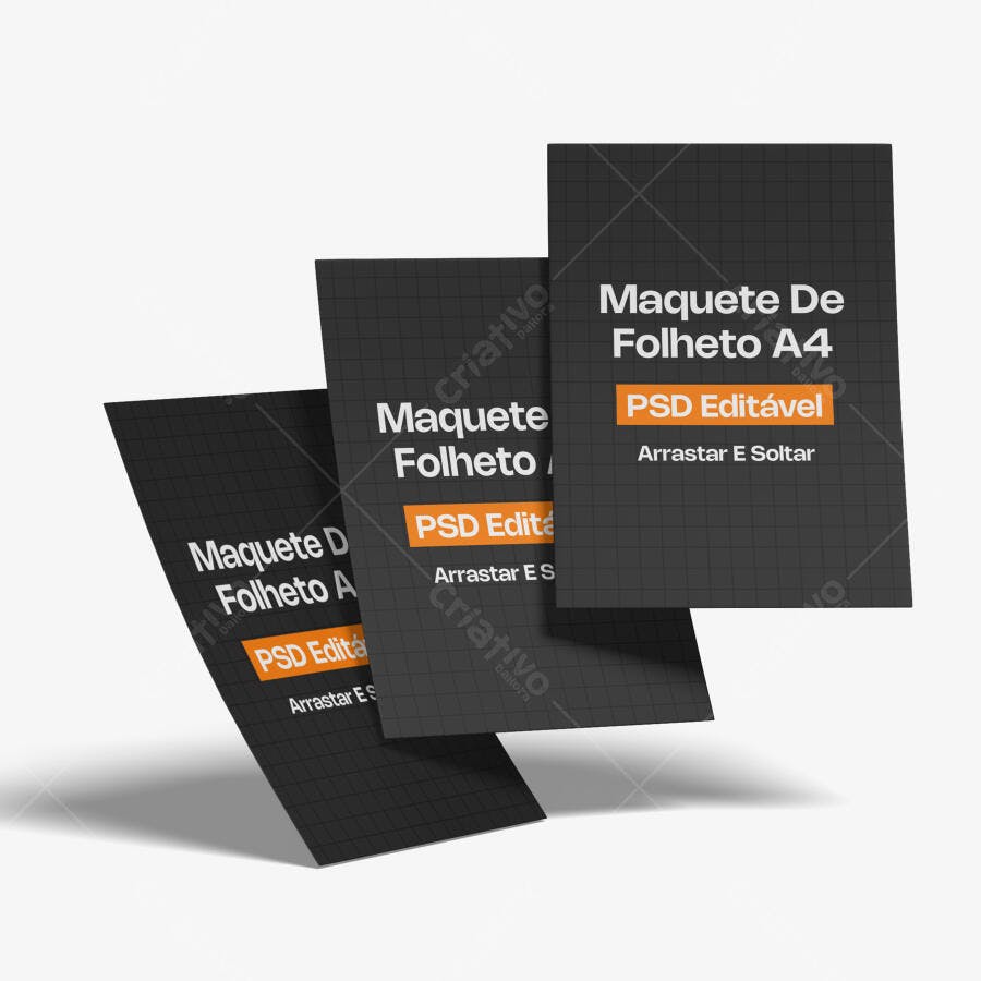 Mockup Folheto A4 Flutuante Fundo Branco Editável