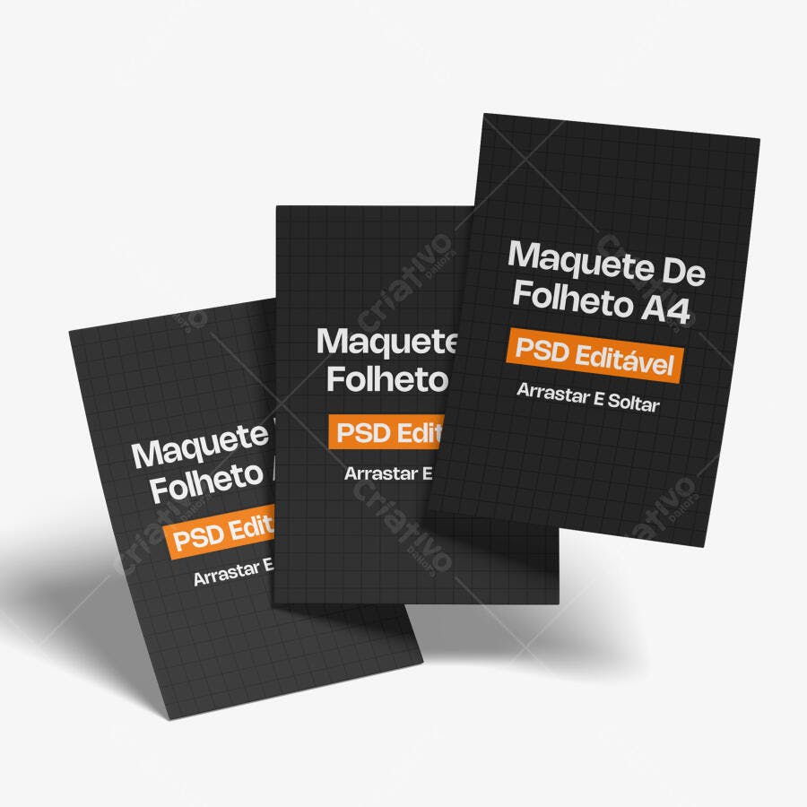 Mockup Folheto A4 Papel Fundo Branco Editável