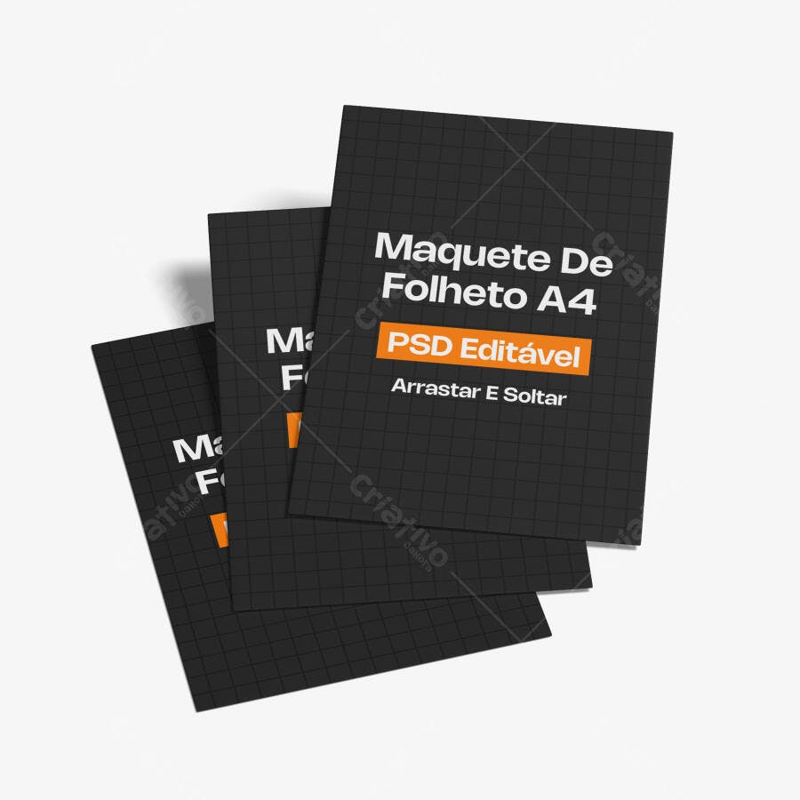 Mockup Folheto A4 Papel Fundo Branco Editável