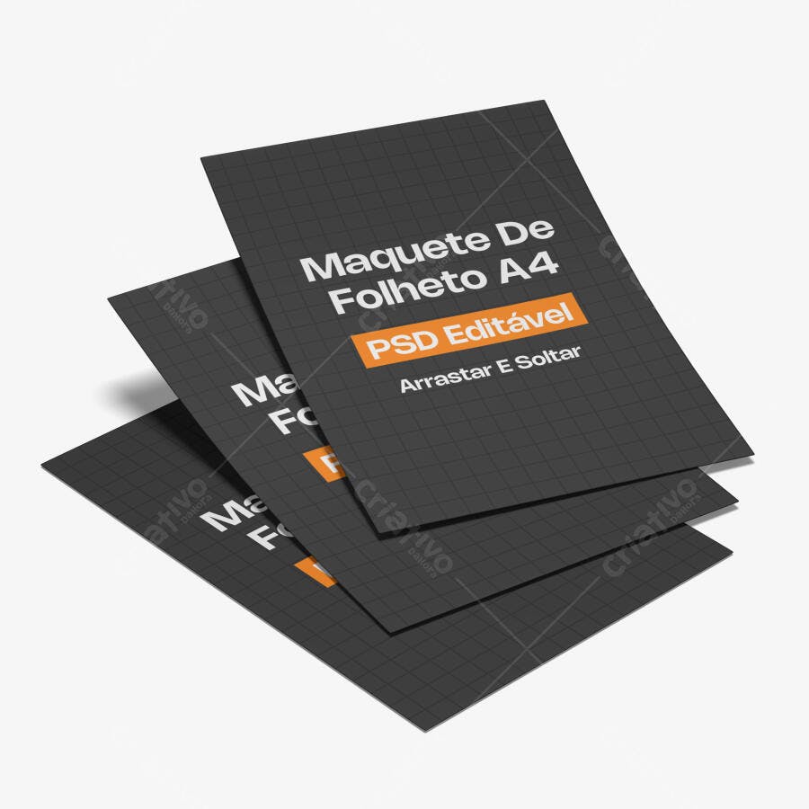 Mockup Folheto A4 Papel Fundo Branco Editável
