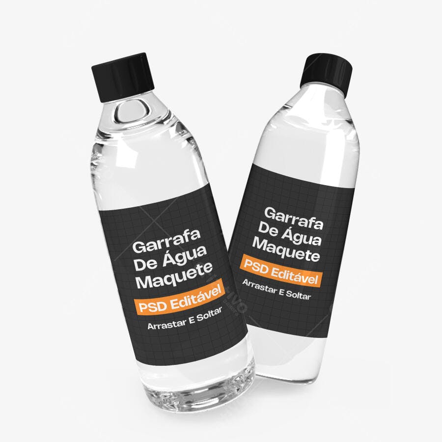Mockup Garrafa Água Mineral Transparente Fundo Branco Editável