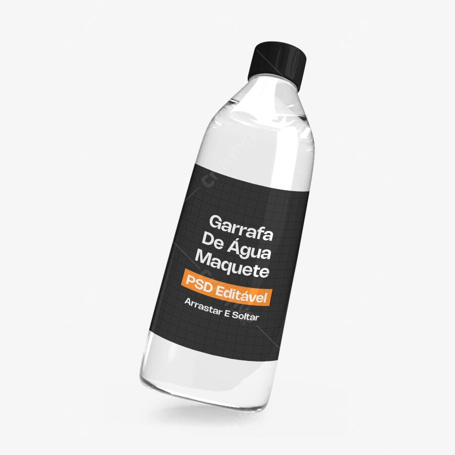 Mockup Garrafa Água Plástico Fundo Branco Editável
