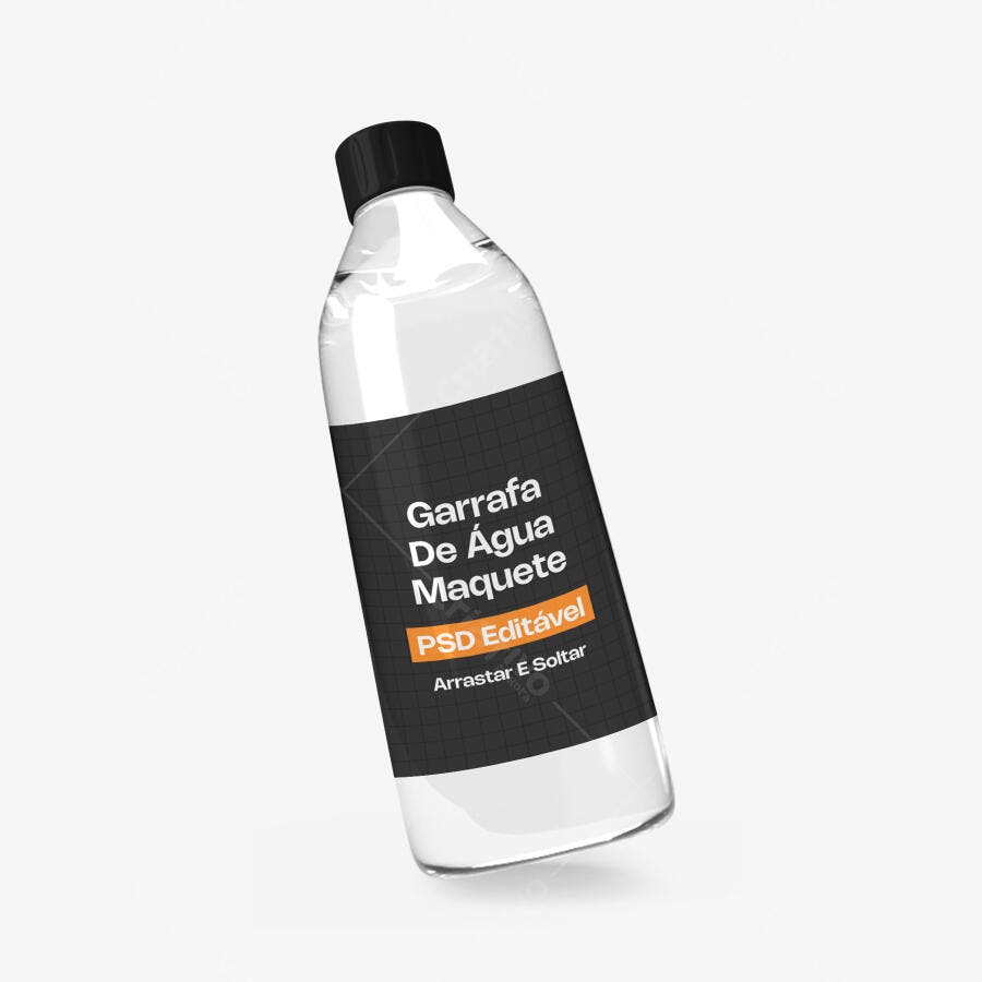 Mockup Garrafa Plástica Água Fundo Branco Editável