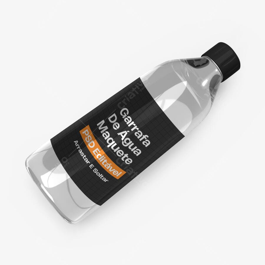 Mockup Garrafa Plástico Água Mineral Fundo Branco Editável