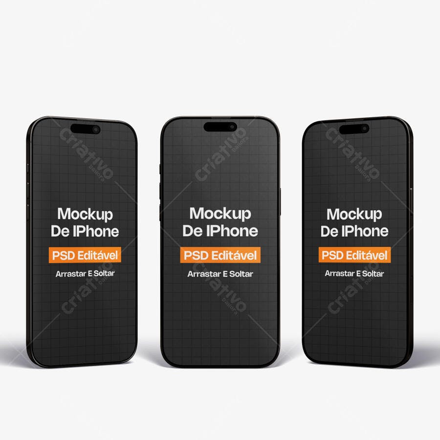 Mockup iPhone 14 Pro Fundo Branco 3/4 Editável