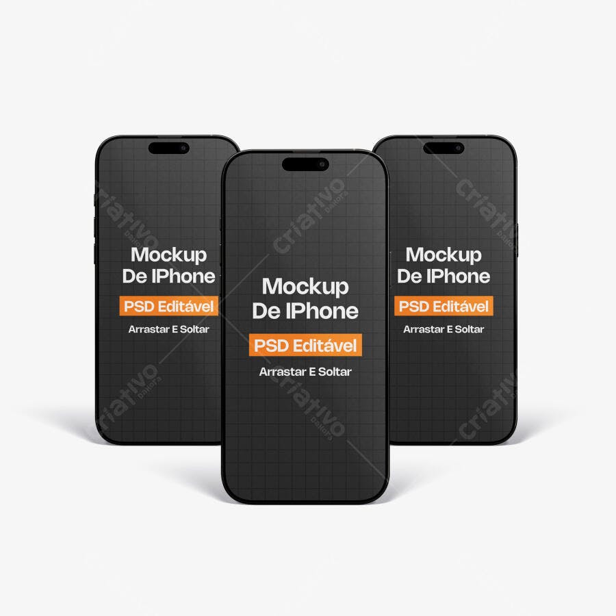 Mockup iPhone 14 Pro Max Frontal Fundo Branco Editável