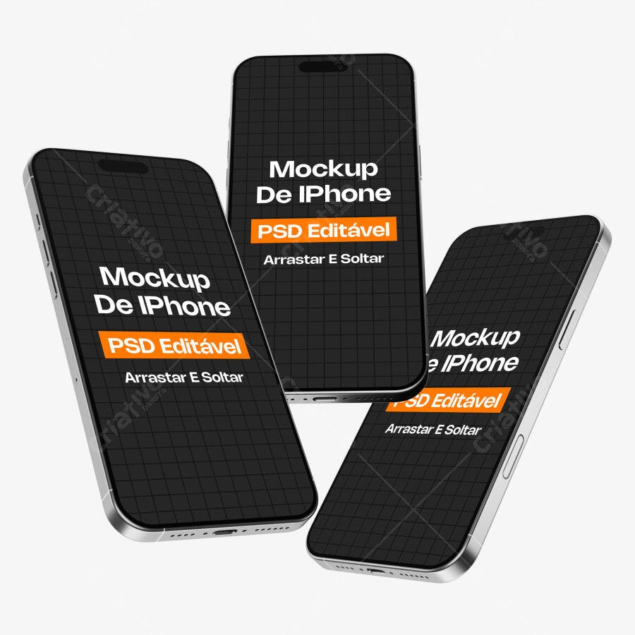 Mockup iPhone Flutuante Fundo Branco Editável