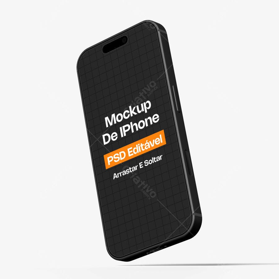 Mockup iPhone Smartphone Flutuando Fundo Branco Editável