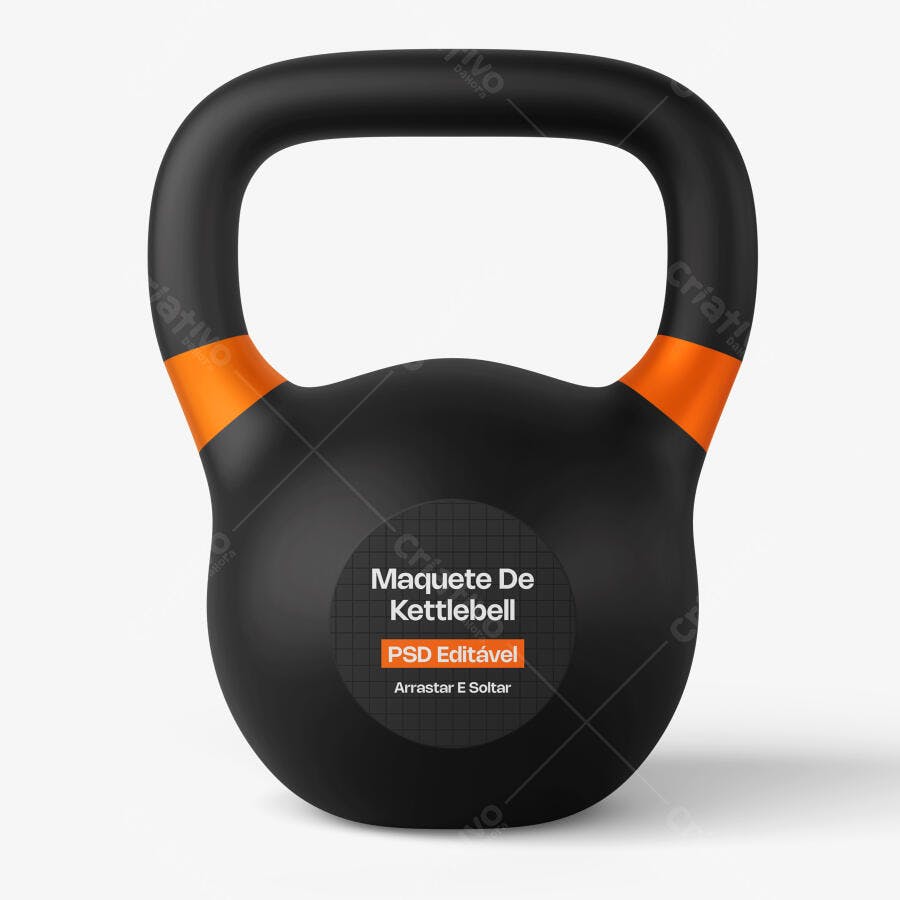 Mockup Kettlebell Academia Fitness Fundo Branco Editável