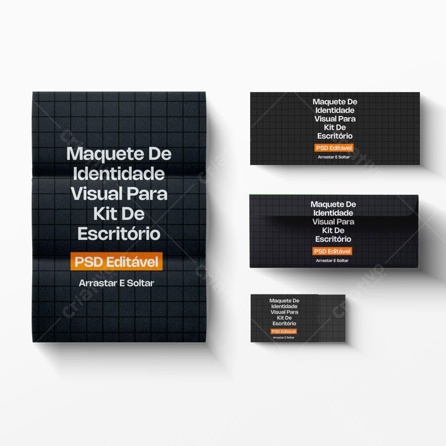 Mockup Kit Papelaria Escritório Cartões Folder Editável