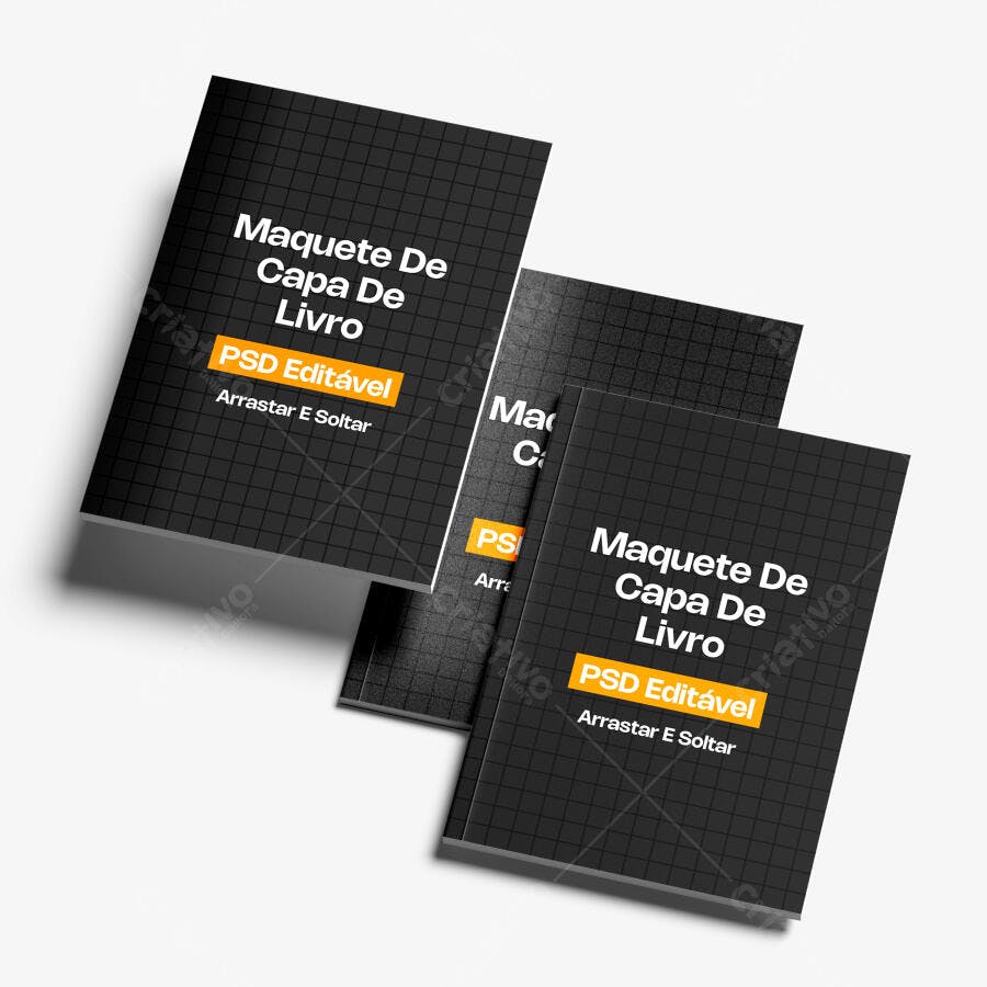 Mockup Livro Capa Brochura Fundo Branco Realista Editável