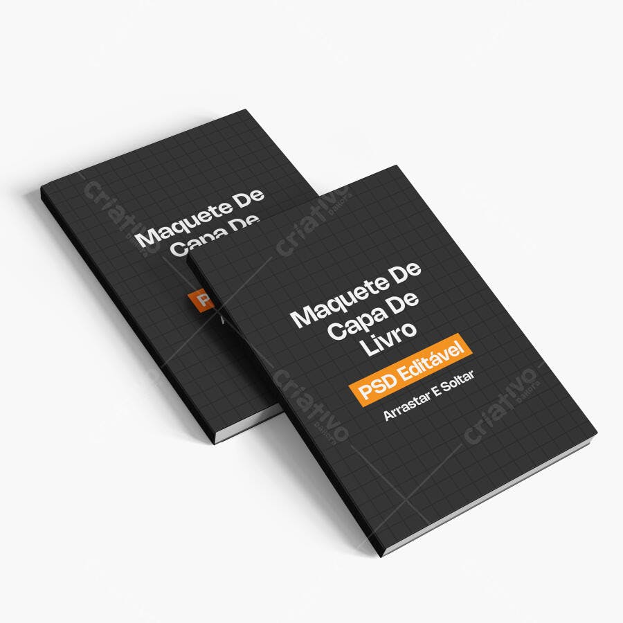 Mockup Livro Capa Dura 3/4 Fundo Branco Editável