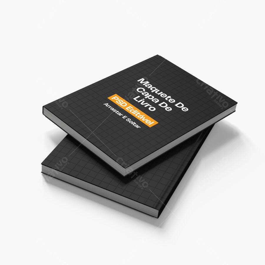 Mockup Livro Capa Dura Empilhado Fundo Branco Editável