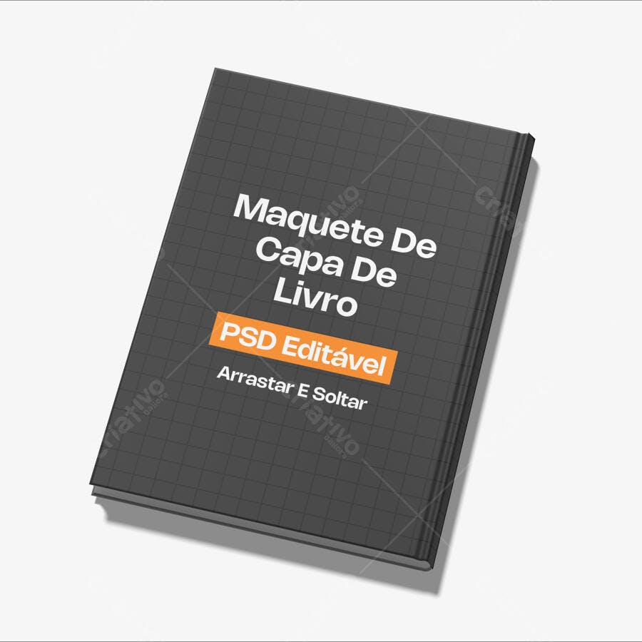 Mockup Livro Capa Dura Fundo Branco 3/4 Editável
