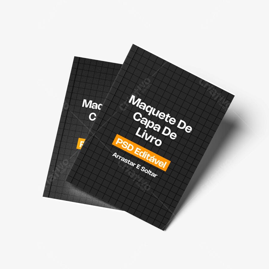Mockup Livro Capa Dura Fundo Branco 3/4 Editável