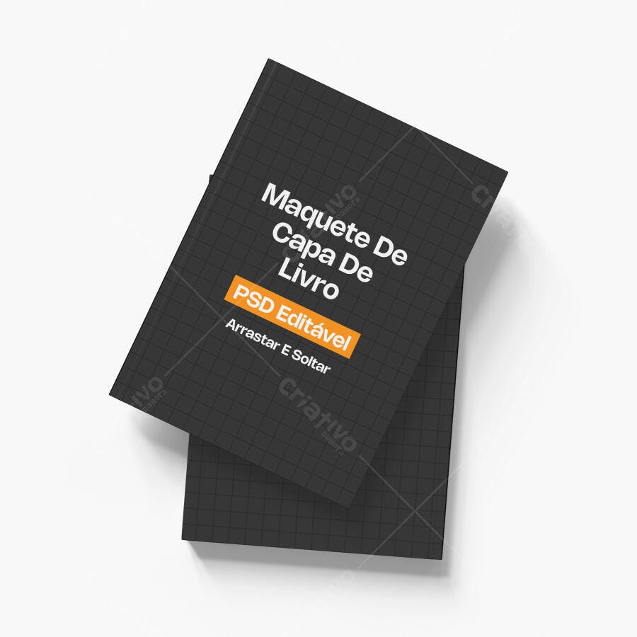 Mockup Livro Capa Dura Fundo Branco Vista Superior Editável