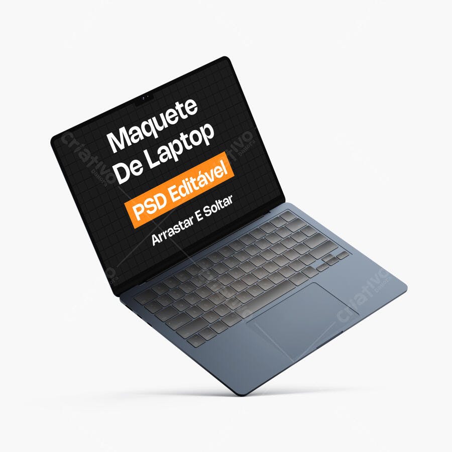 Mockup Notebook Flutuante Fundo Branco Editável