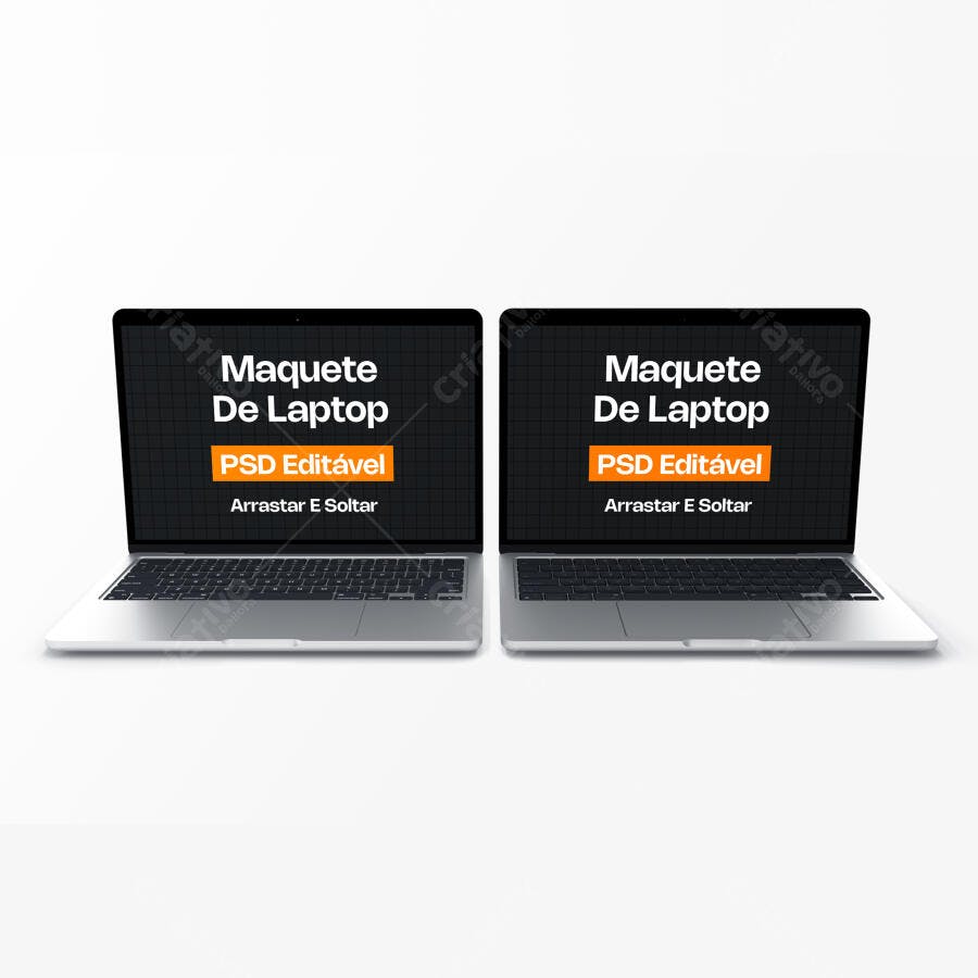 Mockup Notebook Frontal Duplo Fundo Branco Editável