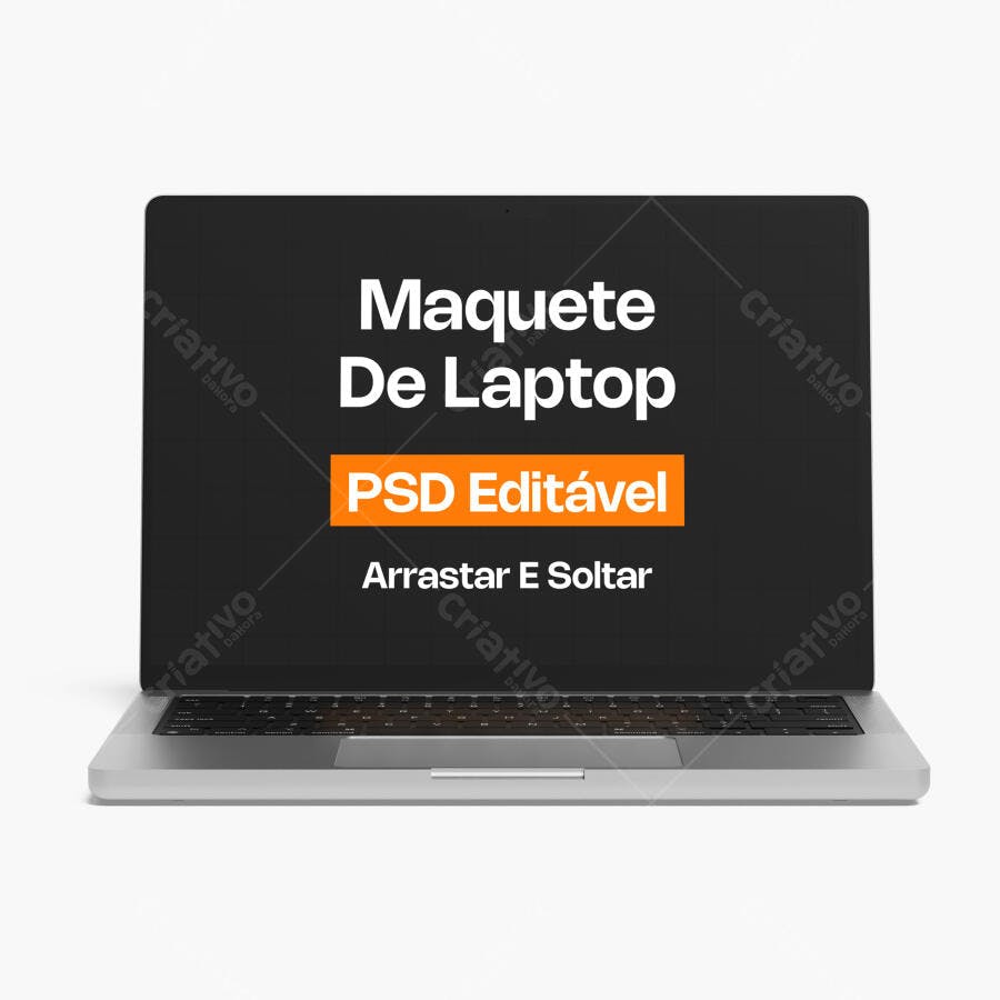 Mockup Notebook Frontal Fundo Branco Clean Editável
