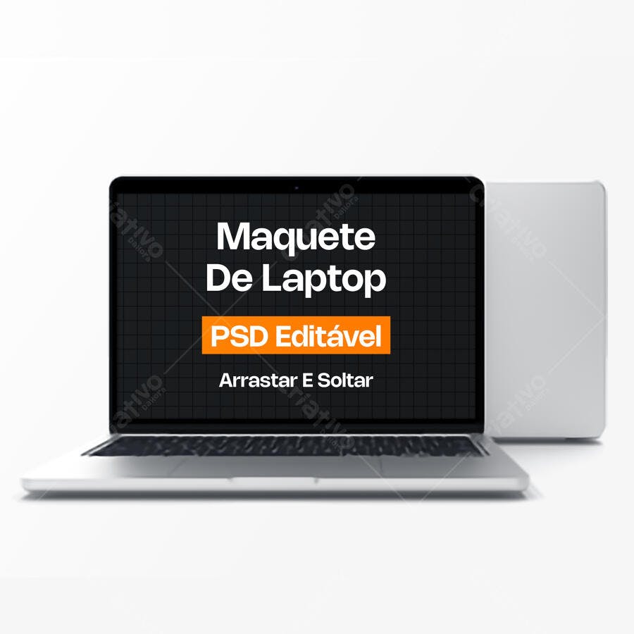Mockup Notebook Frontal Fundo Branco Realista Editável