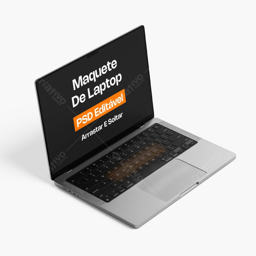 Mockup Notebook Isométrico Fundo Branco Editável