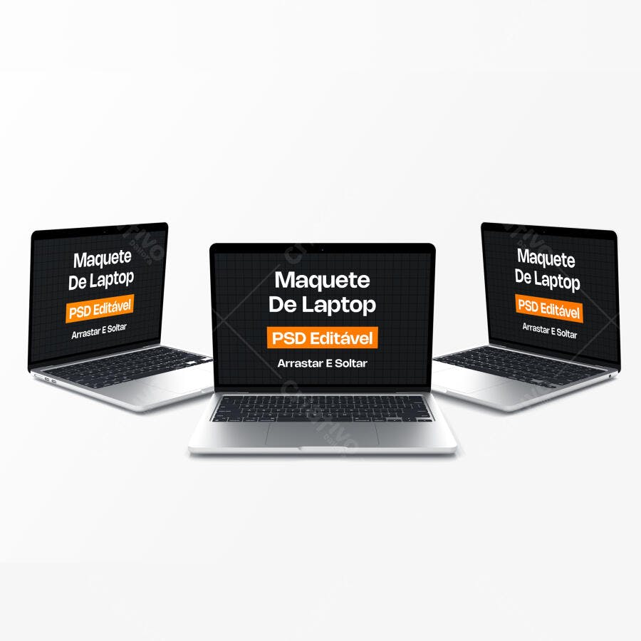 Mockup Notebooks Múltiplos Ângulos Fundo Branco Editável
