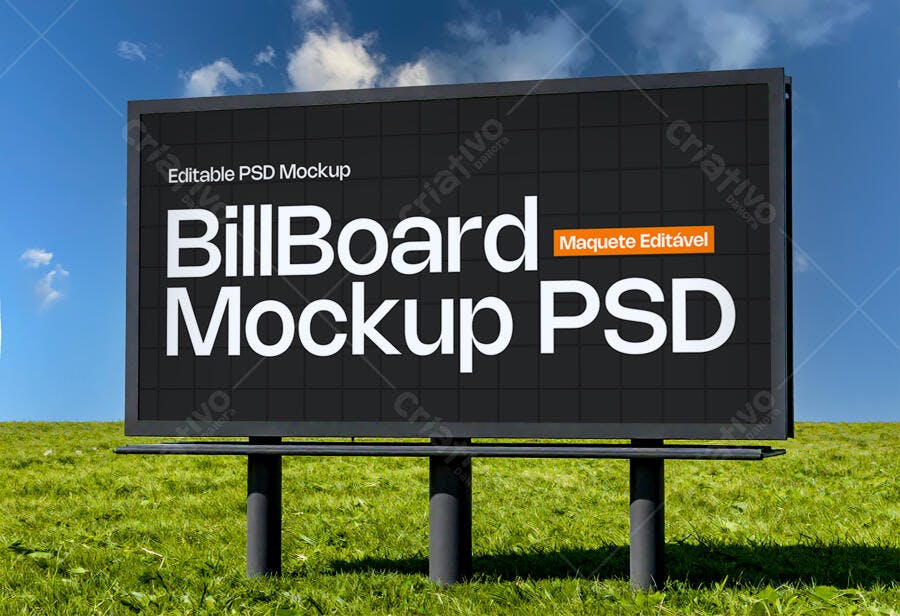 Mockup Outdoor Billboard Paisagem Campo Aberto Editável