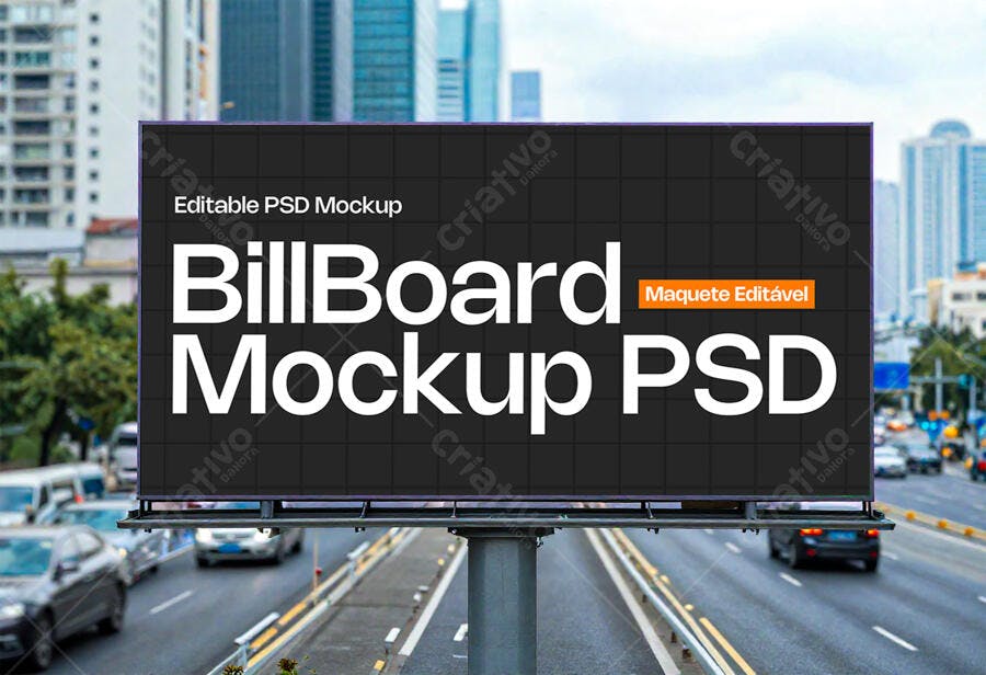 Mockup Outdoor Billboard Rodovia Urbana Editável