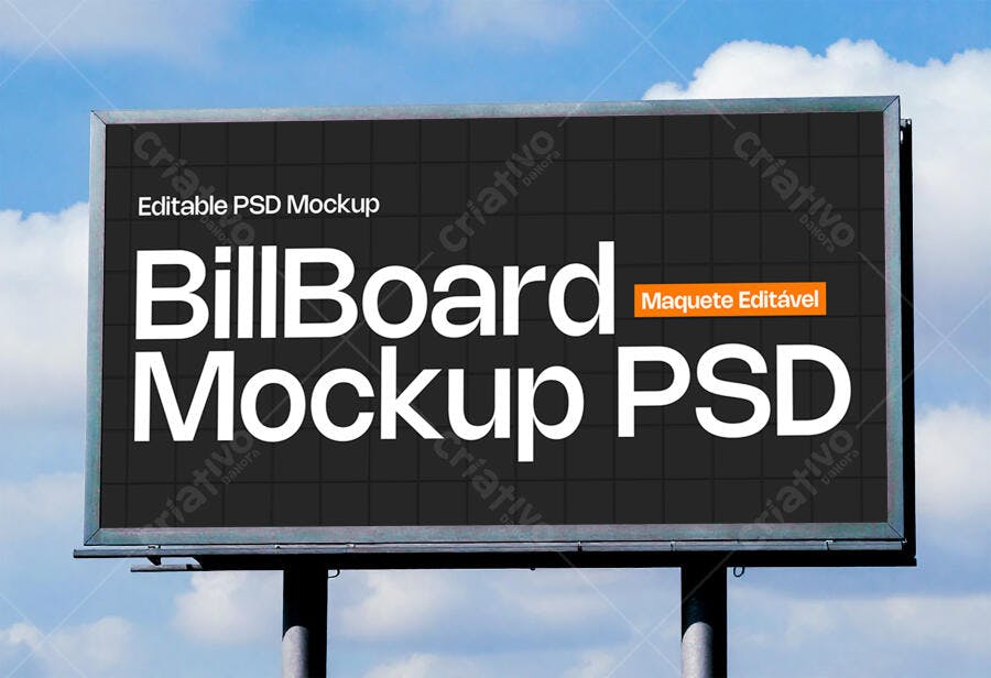 Mockup Outdoor Painel Publicitário Fundo Céu Editável