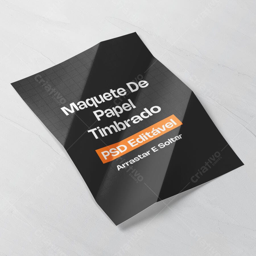 Mockup Papel Timbrado A4 Dobrado Fundo Branco Editável