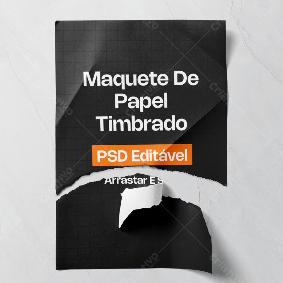 Mockup Papel Timbrado Rasgado Fundo Branco Editável