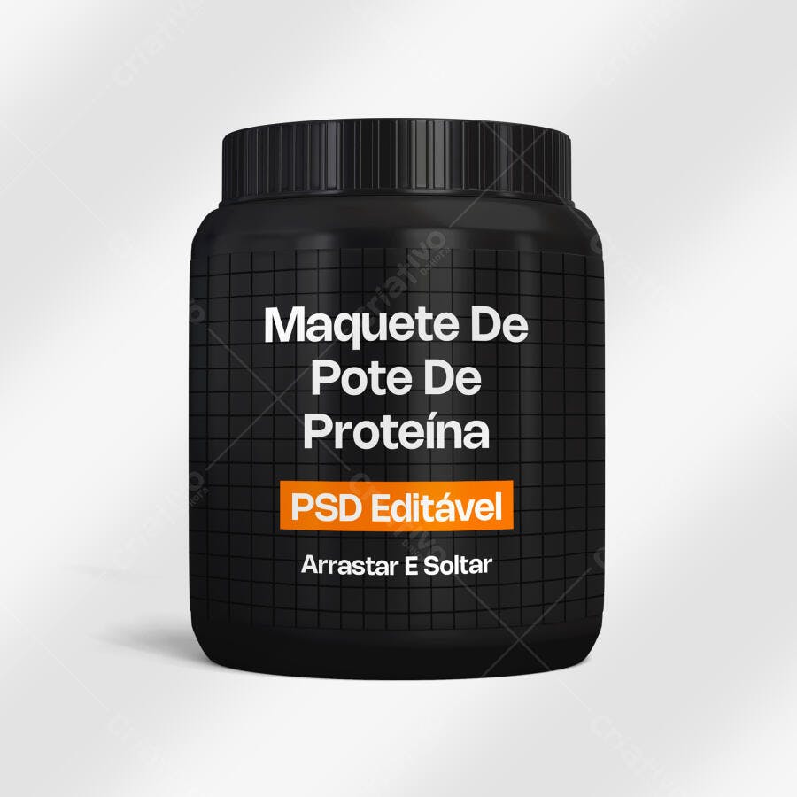 Mockup Pote de Proteína Suplementos Fitness Frontal Editável