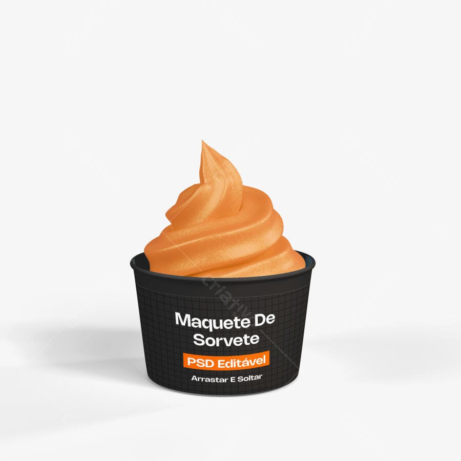 Mockup Pote de Sorvete Casquinha Frontal Editável