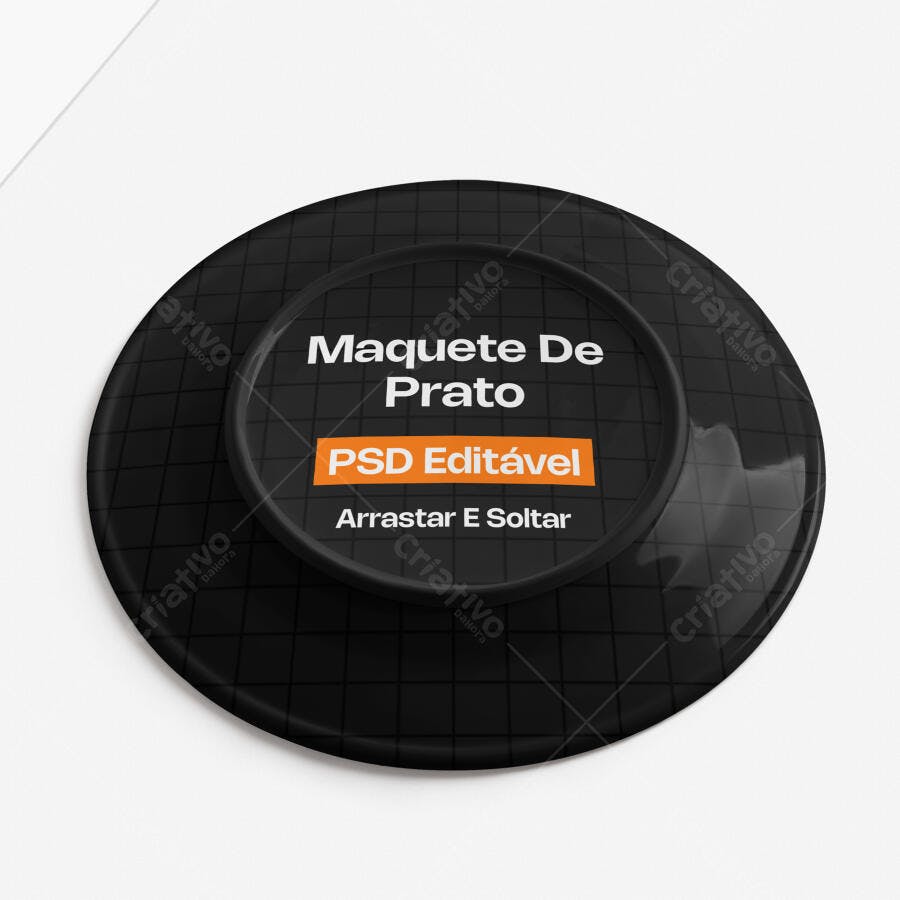 Mockup Prato Redondo Vista Superior Fundo Branco Editável