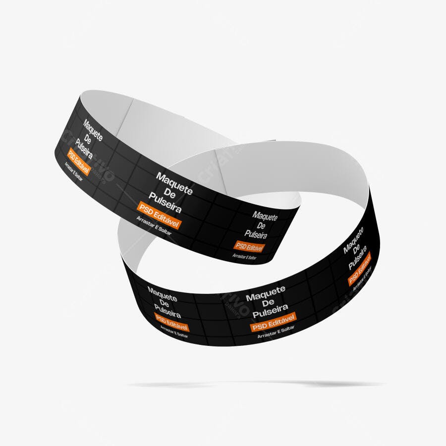 Mockup Pulseira Evento Flutuante Fundo Branco Editável